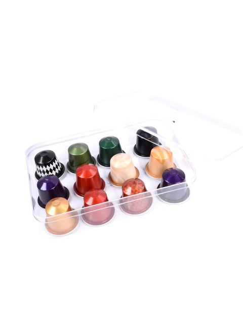 Assorted Variety mix of Nespresso Coffee Capsules (10 Capsules + 2 Free) in an Acrylic box holder